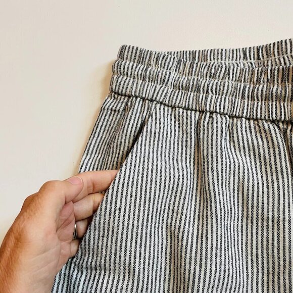 J. Crew TALL LONG Linen Cotton Trouser Pant Stripe Straight Cuffed Pull On Trave - Picture 4 of 9